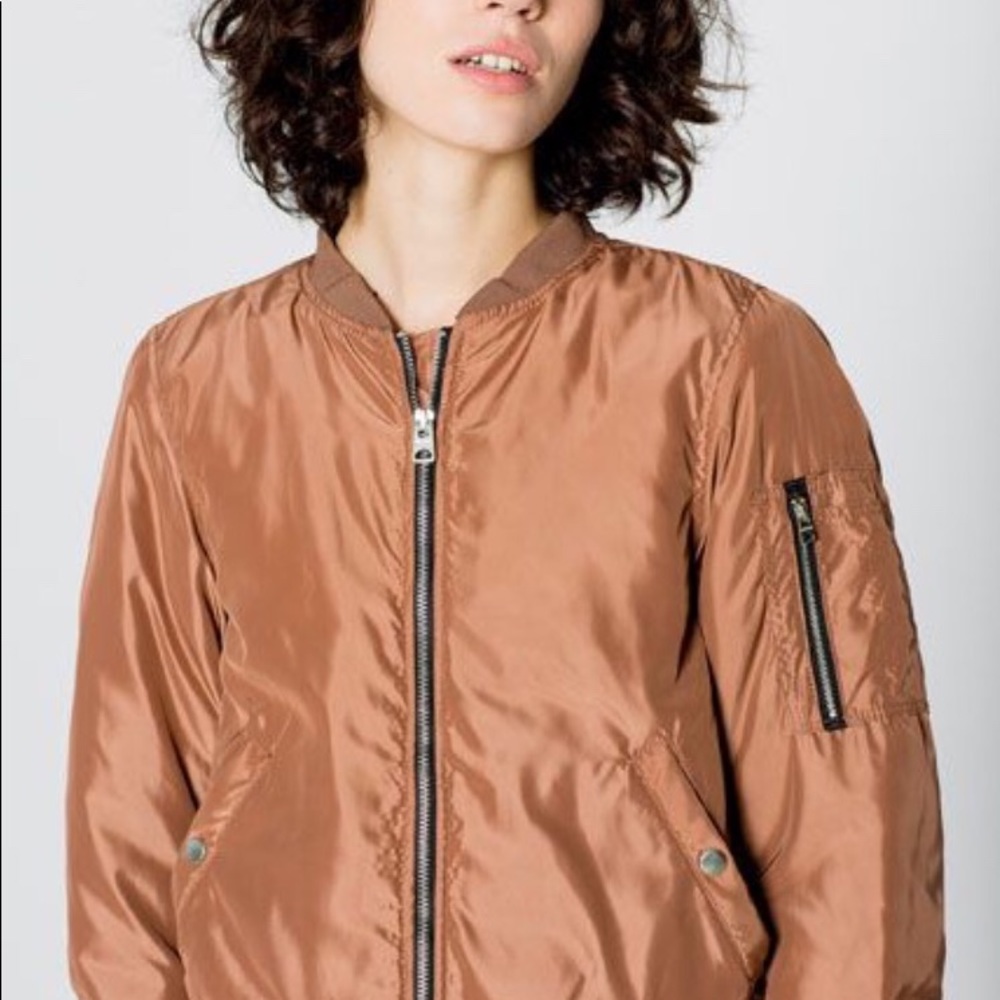 Pull&Bear Metallic Brown Bomber Jacket Women’s L